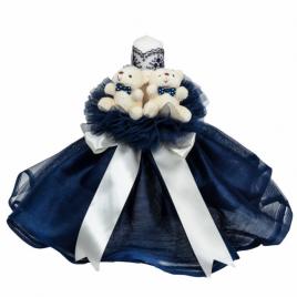Lumanare botez cu tul, decor bleumarin si ursuleti, denikos® 531