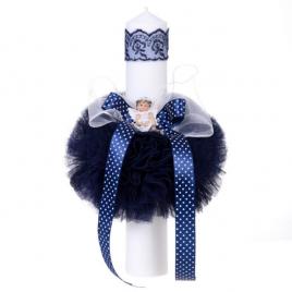 Lumanare botez ingeras, decor bleumarin, denikos® 64