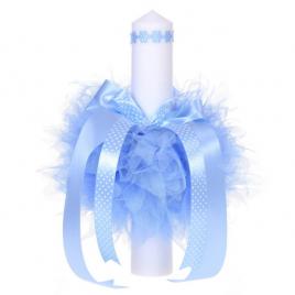 Lumanare botez pentru baietel, floricele bleu, denikos® 53