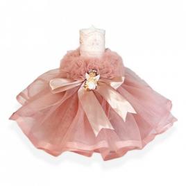 Lumanare botez rochita dusty rose, fundita asortata si ingeras, denikos® 410