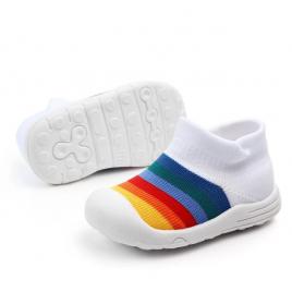 Mocasini tip adidas albi - curcubeu (marime disponibila: marimea 19)