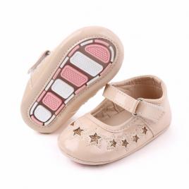 Pantofiori din lac crem cu stelute (marime disponibila: 0-3 luni)