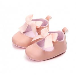 Pantofiori roz cu fundita (marime disponibila: 3-6 luni (marimea 18
