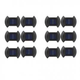 Set 12 lampi led solare cu lumina bidirectionala pentru garduri, scari exterioare, senzor de lumina calda