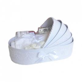 Trusou botez complet, in landou, decor diafan cu dantela alba denikos® 148