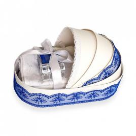 Trusou botez complet, in landou, decor elegant cu dantela albastra denikos® 142