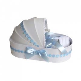 Trusou botez complet, in landou, floricele bleu denikos® 132