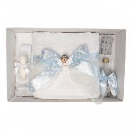 Trusou botez fundita bleu cu buline, cu ingeras, denikos® 29