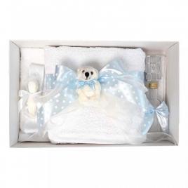 Trusou botez fundita bleu cu buline, cu ursulet, denikos® 37