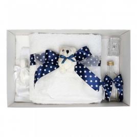 Trusou botez fundita bleumarin cu buline, cu ursulet, denikos® 38