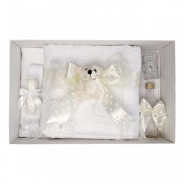 Trusou botez fundita ivory cu buline, cu ursulet, denikos® 36
