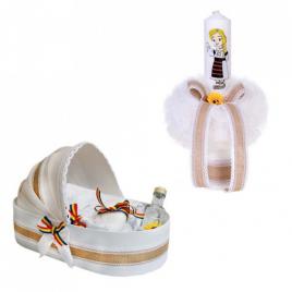 Trusou botez in landou si lumanare, pentru fetita, decor traditional denikos®