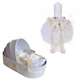Trusou botez in landou si lumanare cu ursuleti, decor crem denikos® 101