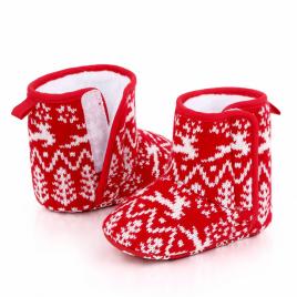 Cizmulite rosii cu reni albi (marime disponibila: 3-6 luni (marimea 18
