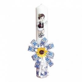 Lumanare botez pentru baietel, decorata traditional, denikos® 668