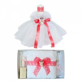 Lumanare botez tul si ingeras si trusou botez dantela, decor corai, denikos® 623