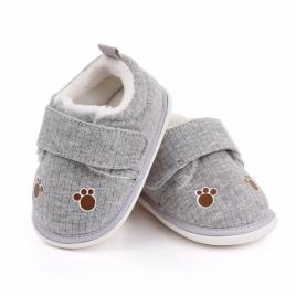 Pantofiori gri imblaniti pentru baietei - labute (marime disponibila: 9-12 luni