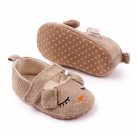 Pantofiori maro pentru fetite - pisicuta (marime disponibila: 3-6 luni (marimea