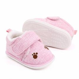 Pantofiori roz imblaniti pentru fetite - labute (marime disponibila: 12-18 luni