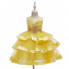 Rochita de ocazie galbena cu volane (marime disponibila: 6-9 luni (marimea 19