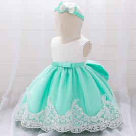 Rochita vernil de ocazie cu dantela (marime disponibila: 6-9 luni (marimea 19