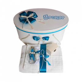 Set cutie trusou personalizata cu nume si trusou botez, decor turcoaz denikos®