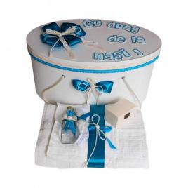 Set cutie trusou personalizata si trusou botez, decor turcoaz denikos® 237