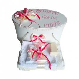 Set cutie trusou personalizata si trusou botez decor fundite si fluturasi,