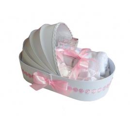 Trusou botez complet, in landou, floricele roz denikos® 133