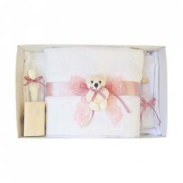 Trusou botez dantela roz prafuit si ursulet denikos® 443