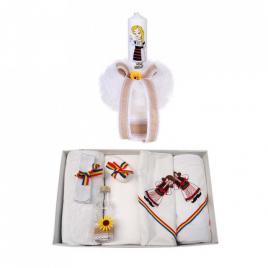 Trusou botez fetita brodat si lumanare, decor traditional, denikos® 125
