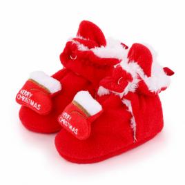 Botosei rosii plusati - merry christmas (marime disponibila: 3-6 luni (marimea