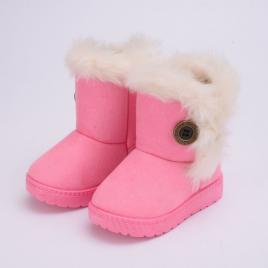 Cizme imblanite roz pentru fetite cu nasturel (marime disponibila: marimea 25)