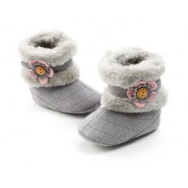 Cizmulite cu blanita si floricica pentru fetite (marime disponibila: 3-6 luni