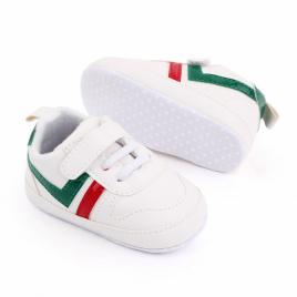 Adidasi albi cu insertie rosie si verde (marime disponibila: 3-6 luni (marimea