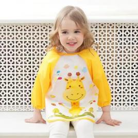 Baveta impermeabila cu manecute lungi - girafa vesela
