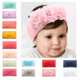 Bentita lata cu floricele cu perlute (marime disponibila: 0-12 luni, culoare: