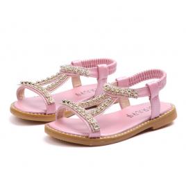 Sandale roz sidefat cu strasuri (marime disponibila: marimea 25)