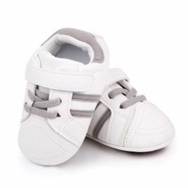 Adidasi albi cu dungi gri (marime disponibila: 6-9 luni (marimea 19