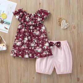 Costumas cu bluzita si pantaloni bufanti pentru fetite (marime disponibila: