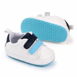 Adidasi albi cu barete bleu si neagra (marime disponibila: 3-6 luni (marimea 18