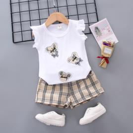 Costumas cu bluzita si pantaloni scurti in carouri (marime disponibila: 6-9