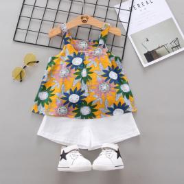 Costumas pentru fetite - flori colorate (marime disponibila: 6-9 luni (marimea