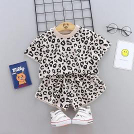 Costumas pentru fetite - leopardul crem (marime disponibila: 6-9 luni (marimea