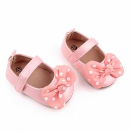 Pantofiori roz sidefat cu fundita (marime disponibila: 6-9 luni (marimea 19