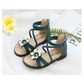 Sandale verzi cu barete si floare aplicata (marime disponibila: marimea 32)
