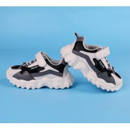 Adidasi negri cu alb si gri petrol din material tip plasa (marime disponibila: