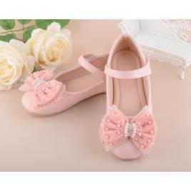 Pantofiori roz cu fundita aplicata (marime disponibila: marimea 35)
