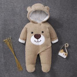 Combinezon plusat crem - teddy (marime disponibila: 9-12 luni (marimea 20