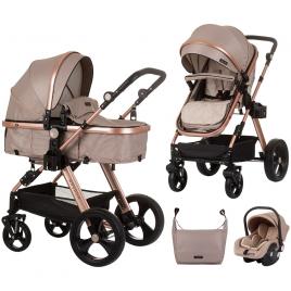 Carucior copii 3 in 1 chipolino havana golden beige